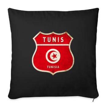 Tunis Tunisie Armoiries Drapeaux Design - Housse de coussin décorative 45 x 45 cm - noir - Devant