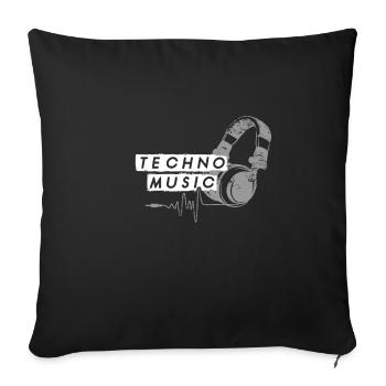 Techno music - Housse de coussin décorative 45 x 45 cm - noir - Devant