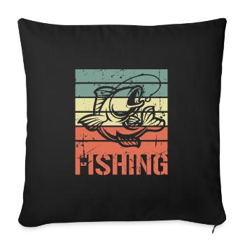 Pêche vintage - Housse de coussin décorative 45 x 45 cm - noir - Devant