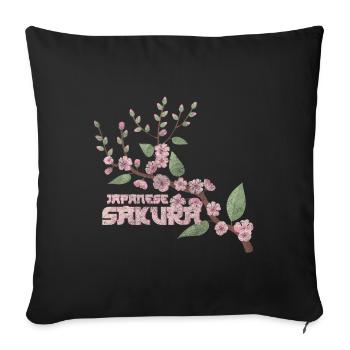 Cherry Blossom Blossom Colorful - Sofa pillowcase 17,3'' x 17,3'' (45 x 45 cm) - black - Front