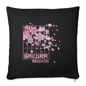 Cherry Blossoms Nature Symbol Pink - Sofa pillowcase 17,3'' x 17,3'' (45 x 45 cm) - black - Front