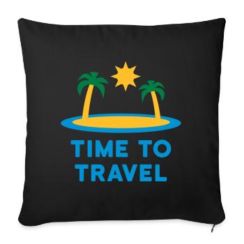 Temps de voyage (île, palmiers, soleil) - Housse de coussin décorative 45 x 45 cm - noir - Devant
