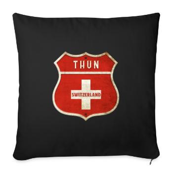 Thun Schweiz Wappen Flaggen Design - Sofakissenbezug 45 x 45 cm - Schwarz - Vorne