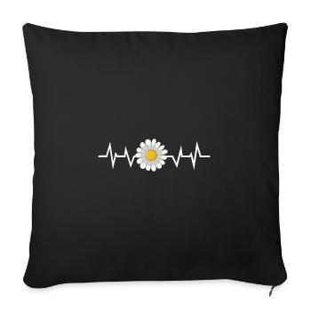 Flower Daisy Heartbeat - Sofa pillowcase 17,3'' x 17,3'' (45 x 45 cm) - black - Front