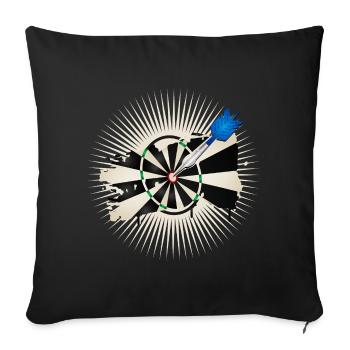 jeu de fléchettes radiant avec flèche de fléchette bleue - Housse de coussin décorative 45 x 45 cm - noir - Devant