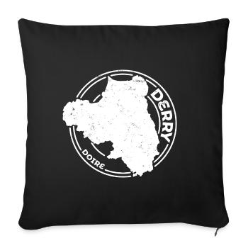 Comté de Derry Irlande | Timbre de contour de carte - Housse de coussin décorative 45 x 45 cm - noir - Devant