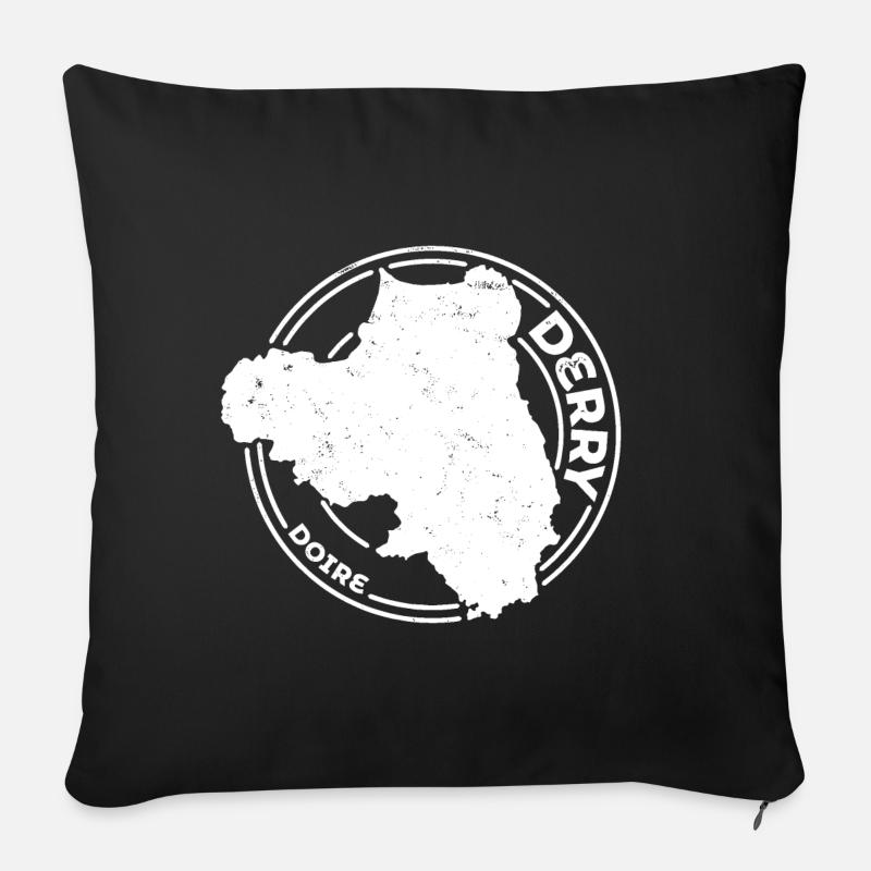 Derry Ireland Map | County Outline Stamp - Sofa pillowcase 17,3'' x 17,3'' (45 x 45 cm) - black