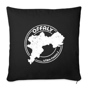 Offaly Irlande Comté | Timbre de contour de carte - Housse de coussin décorative 45 x 45 cm - noir - Devant