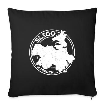 Comté de Sligo Irlande | Timbre de contour de carte - Housse de coussin décorative 45 x 45 cm - noir - Devant