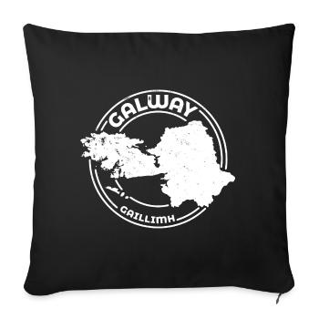 Galway Ireland Map | County Outline Stamp - Sofa pillowcase 17,3'' x 17,3'' (45 x 45 cm) - black - Front