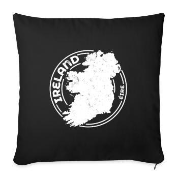 Irlande | Carte irlandaise | Timbre de contour de l'île - Housse de coussin décorative 45 x 45 cm - noir - Devant