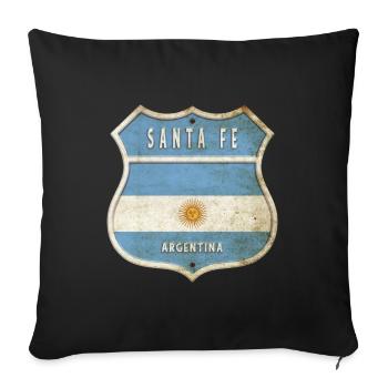Santa Fe Argentine Armoiries Drapeaux Design - Housse de coussin décorative 45 x 45 cm - noir - Devant