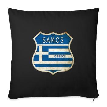 Samos Griechenland Wappen Flaggen Design - Sofakissenbezug 45 x 45 cm - Schwarz - Vorne