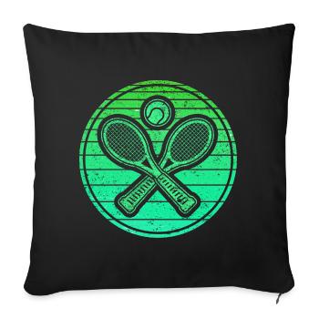 Raquettes de tennis croisées et balle de tennis - Retro Green - Housse de coussin décorative 45 x 45 cm - noir - Devant