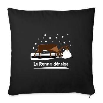 LE RENNE DÉNEIGE ! (montagne, ski, hiver) - Housse de coussin décorative 45 x 45 cm - noir - Devant