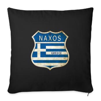 Naxos Grèce Armoiries Drapeaux Design - Housse de coussin décorative 45 x 45 cm - noir - Devant