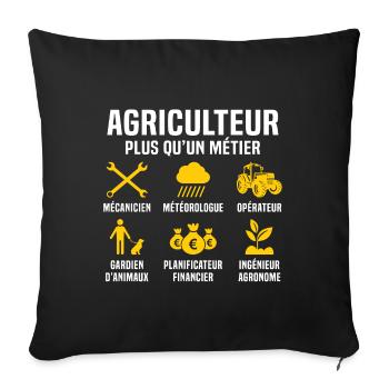 agriculteur plus qu'un métier t-shirt tracteur - Housse de coussin décorative 45 x 45 cm - noir - Devant