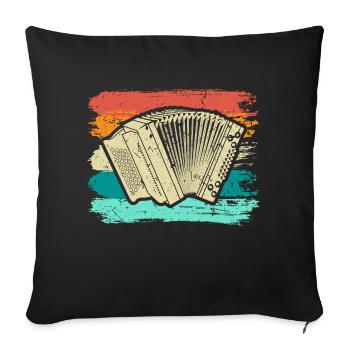 Retro Ziehharmonika, Steirische Harmonika Quetschn - Sofakissenbezug 45 x 45 cm - Schwarz - Vorne