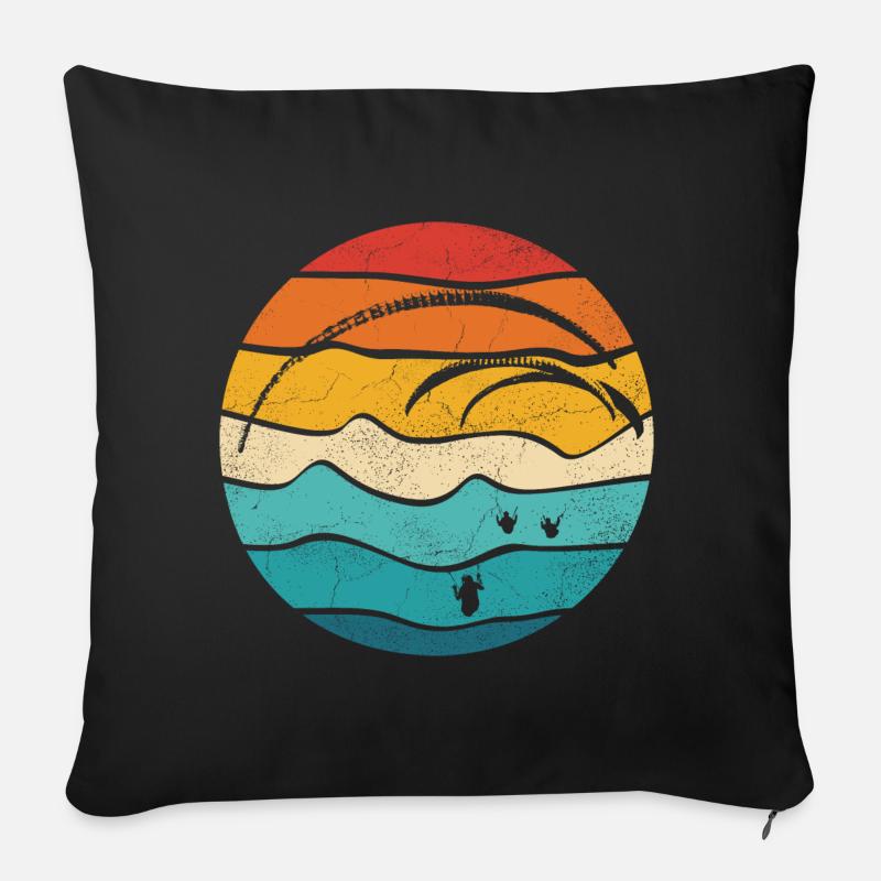 Gleitschirm Rétro Color Parapente - Housse de coussin décorative 45 x 45 cm - noir