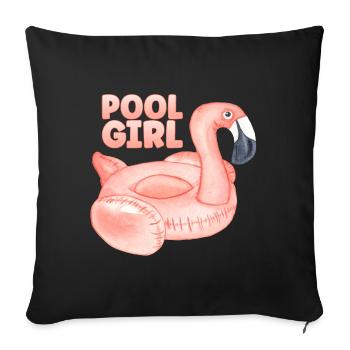 Pool Girl Flamingo Float Party Summer Vacation - Sofa pillowcase 17,3'' x 17,3'' (45 x 45 cm) - black - Front
