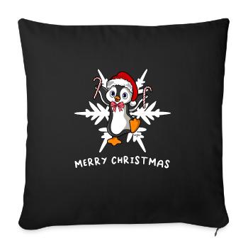 Sweet Merry Christmas Penguin with Ice Flake - Sofa pillowcase 17,3'' x 17,3'' (45 x 45 cm) - black - Front