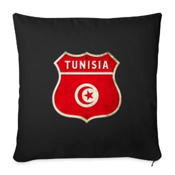 Tunesien Wappen Flaggen Design - Sofakissenbezug 45 x 45 cm - Schwarz - Vorne