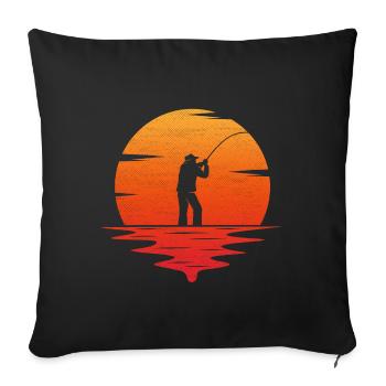 retro vintage fishing t-shirt fisherman gift - Sofa pillowcase 17,3'' x 17,3'' (45 x 45 cm) - black - Front