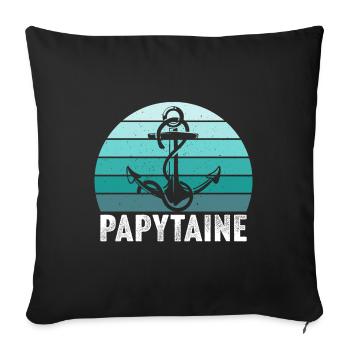 papy capitaine bateau marin papytaine du navire - Housse de coussin décorative 45 x 45 cm - noir - Devant
