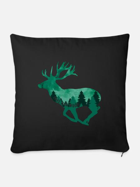 Klimawandel Umweltschutz Hirsch Nachhaltig - Sofakissenbezug 45 x 45 cm - Schwarz