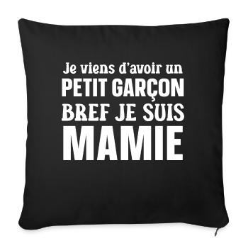 Bref je suis mamie Cadeau mamie annonce grossesse - Housse de coussin décorative 45 x 45 cm - noir - Devant