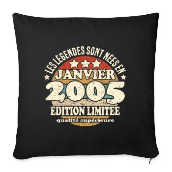 Les légendes sont nées en janvier 2005 - Housse de coussin décorative 45 x 45 cm - noir - Devant