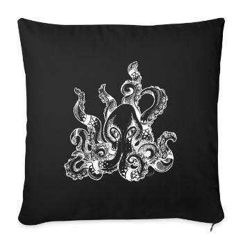 Kraken weiß | Oktopus | Abenteuer | Tintenfisch - Sofakissenbezug 45 x 45 cm - Schwarz - Vorne