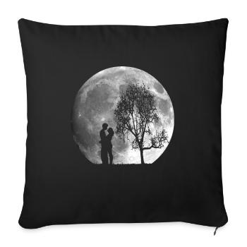 Saint Valentin, couple de pleine lune - Housse de coussin décorative 45 x 45 cm - noir - Devant
