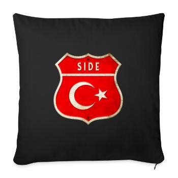 Armoiries du drapeau de la Turquie - Housse de coussin décorative 45 x 45 cm - noir - Devant
