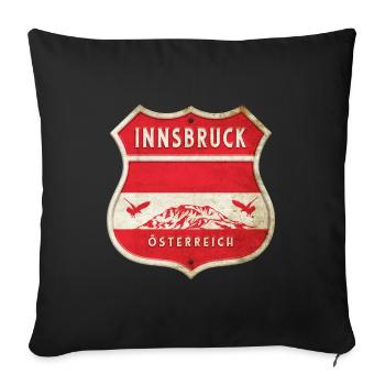 Innsbruck Austria Coat of Arms Flags Design - Sofa pillowcase 17,3'' x 17,3'' (45 x 45 cm) - black - Front