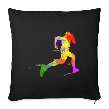 Half Marathon Runner Sprinting I Love Running - Sofa pillowcase 17,3'' x 17,3'' (45 x 45 cm) - black - Front
