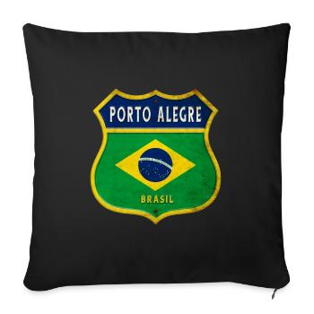 Porto Alegre Brésil Armoiries Drapeaux Design - Housse de coussin décorative 45 x 45 cm - noir - Devant