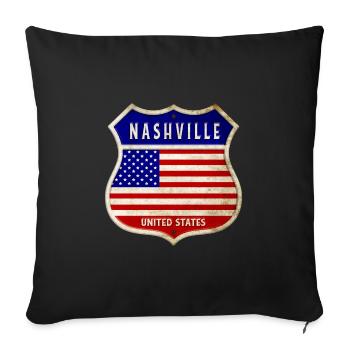 Nashville États-Unis Armoiries Drapeaux - Housse de coussin décorative 45 x 45 cm - noir - Devant