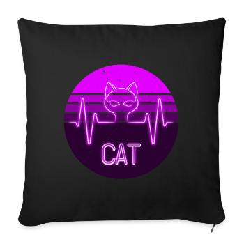 Purple neon cat - Sofa pillowcase 17,3'' x 17,3'' (45 x 45 cm) - black - Front