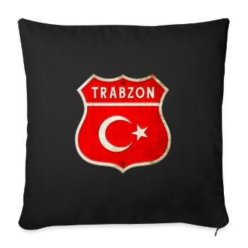 Armoiries du drapeau de la Turquie Trabzon - Housse de coussin décorative 45 x 45 cm - noir - Devant