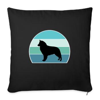 Berger Belge Groenendael Chien Silhouette Vintag - Housse de coussin décorative 45 x 45 cm - noir - Devant