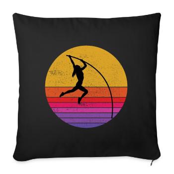 Saut à la perche rétro Athlétisme - Housse de coussin décorative 45 x 45 cm - noir - Devant