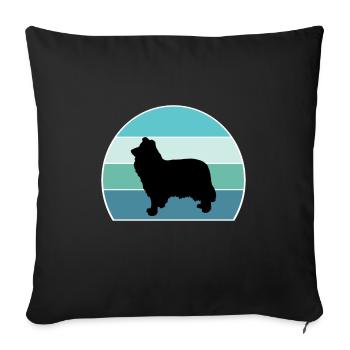 Collie Rough Dog Silhouette Vintage Sunset pour chien - Housse de coussin décorative 45 x 45 cm - noir - Devant