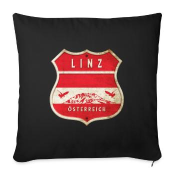 Linz Austria Coat of Arms Flags Design - Sofa pillowcase 17,3'' x 17,3'' (45 x 45 cm) - black - Front