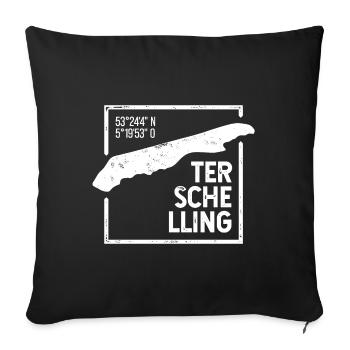 Terschelling | Insel-Silhouette Stempel-Design - Sofakissenbezug 45 x 45 cm - Schwarz - Vorne