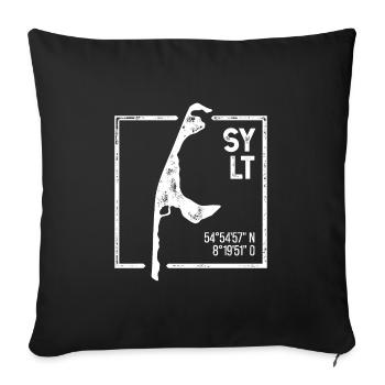Sylt | Island silhouette stamp design - Sofa pillowcase 17,3'' x 17,3'' (45 x 45 cm) - black - Front