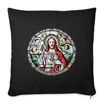 HEILIGSTES HERZ JESU - Sofakissenbezug 45 x 45 cm - Schwarz - Vorne