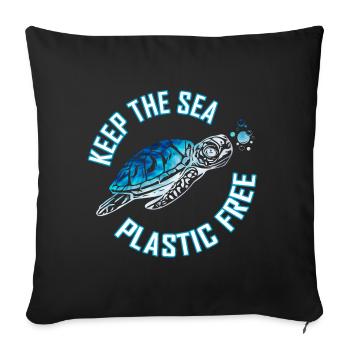 Tie Dye Sea Turtle Skip a Straw Save A Turtle - Sofa pillowcase 17,3'' x 17,3'' (45 x 45 cm) - black - Front