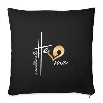 Design chrétien Il m’aime inconditionnellement - Housse de coussin décorative 45 x 45 cm - noir - Devant