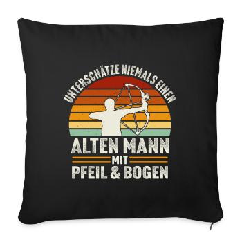 Alten mann mit pfeil und bogen - Sofakissenbezug 45 x 45 cm - Schwarz - Vorne